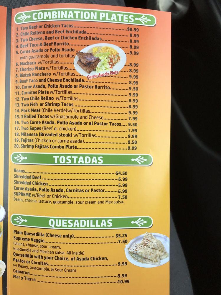 Menu at Mauricio's restaurant, San Diego, Kearny Villa Rd 115