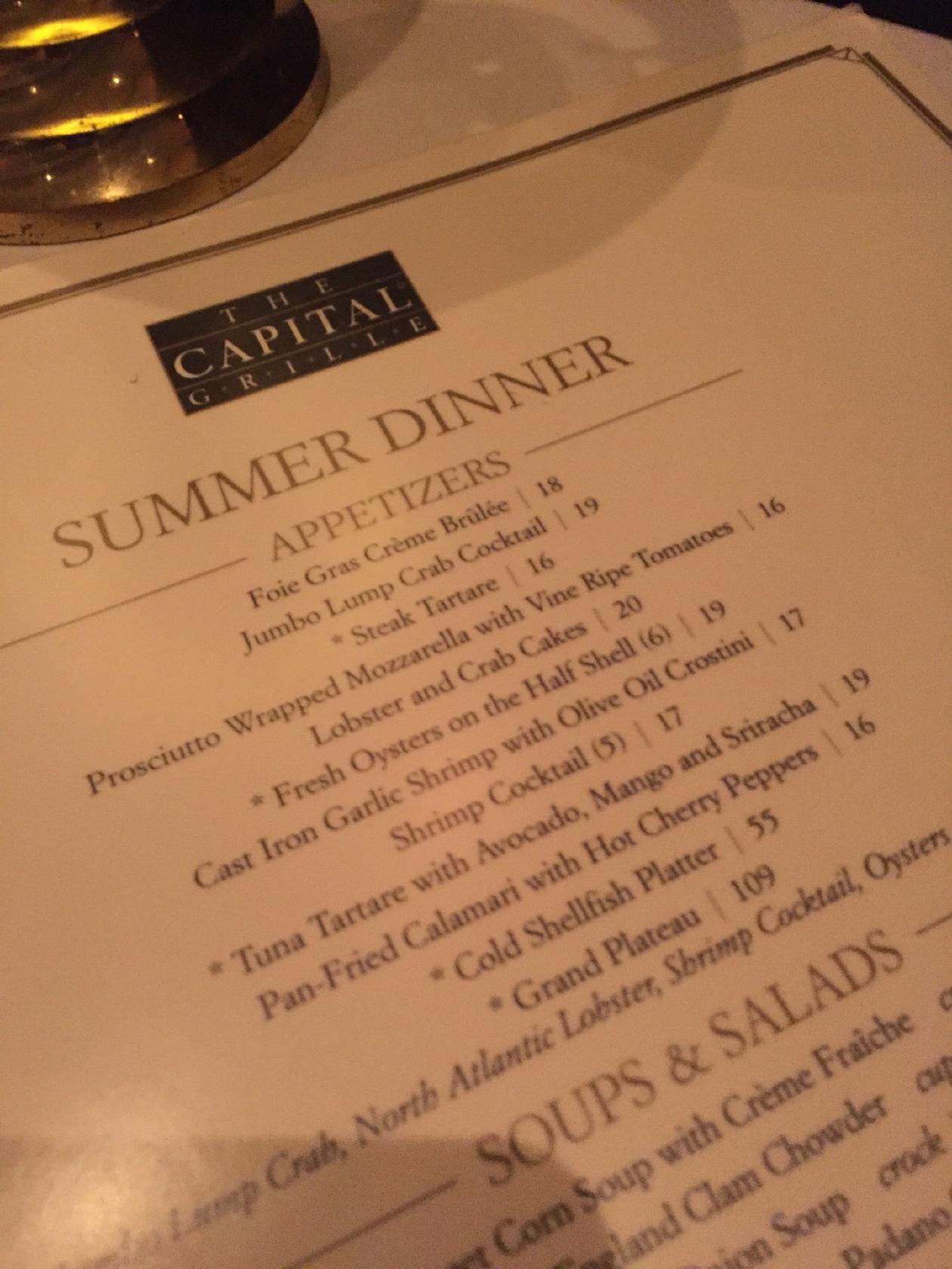 Menu At The Capital Grille Pub And Bar Pittsburgh