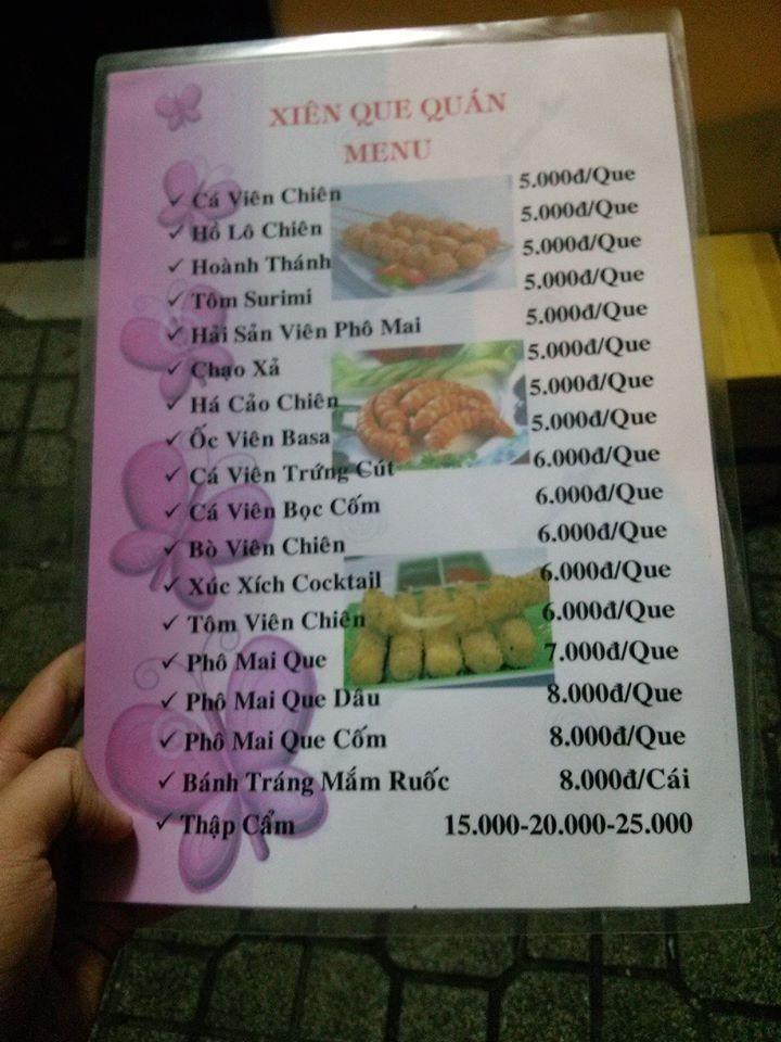 Carta del restaurante XIÊN QUE QUÁN, Ciudad Ho Chi Minh (Saigón)