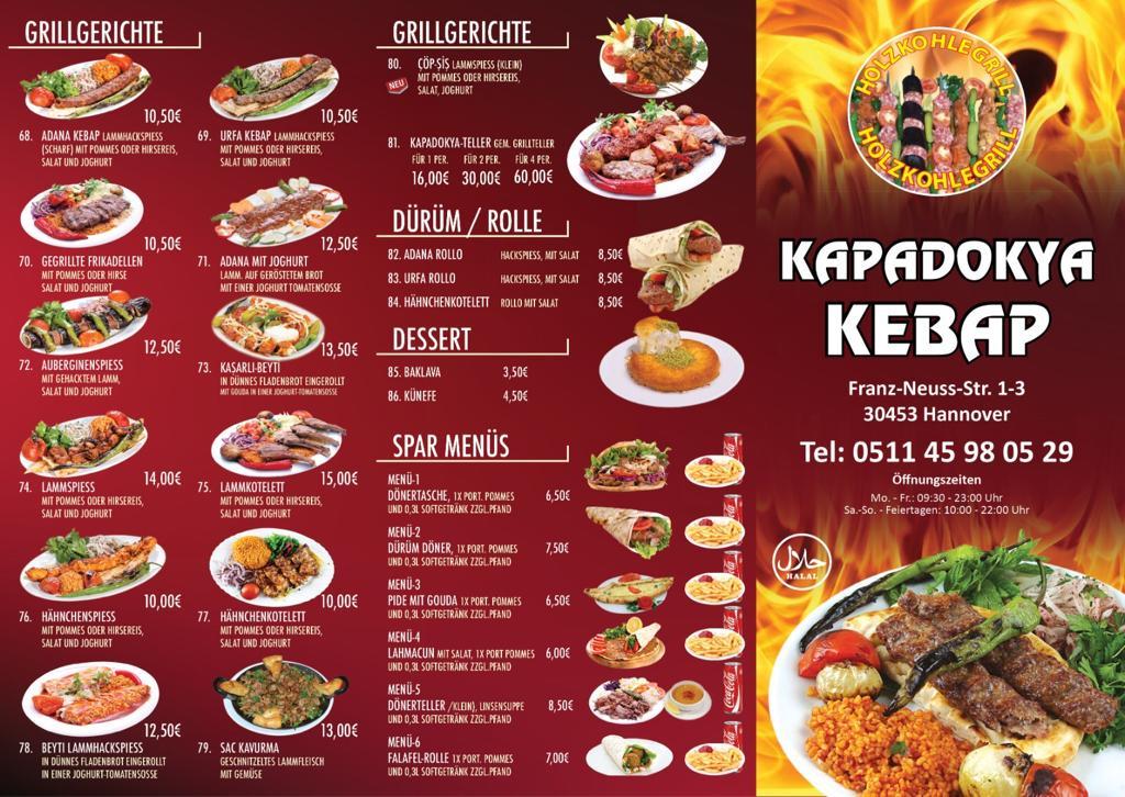 Speisekarte Von Kapadokya Kebap Fast Food Hannover