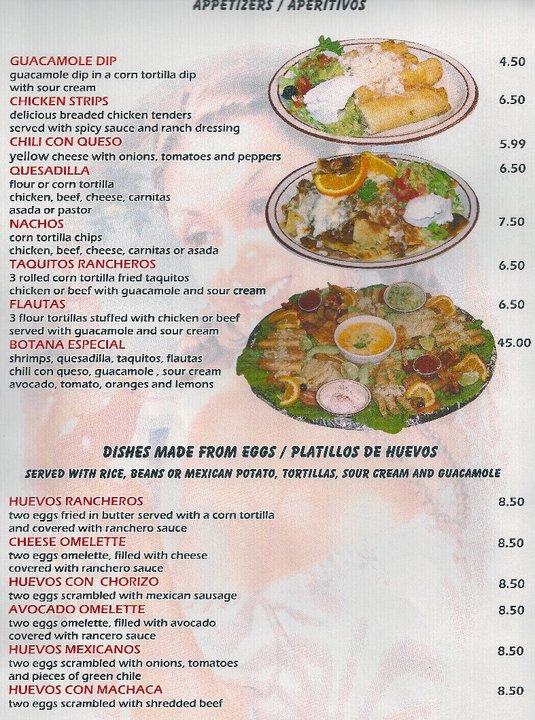 Menu at Los Lupes Mexican Restaurant, Mesquite