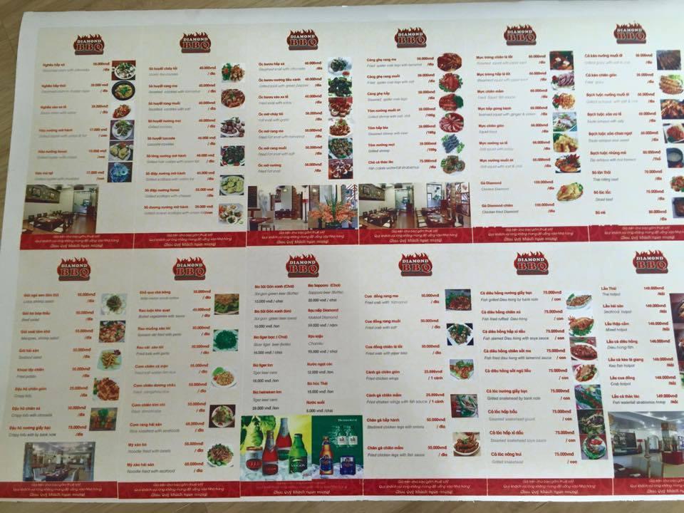 Menu at Diamond BBQ, Thu Dau Mot