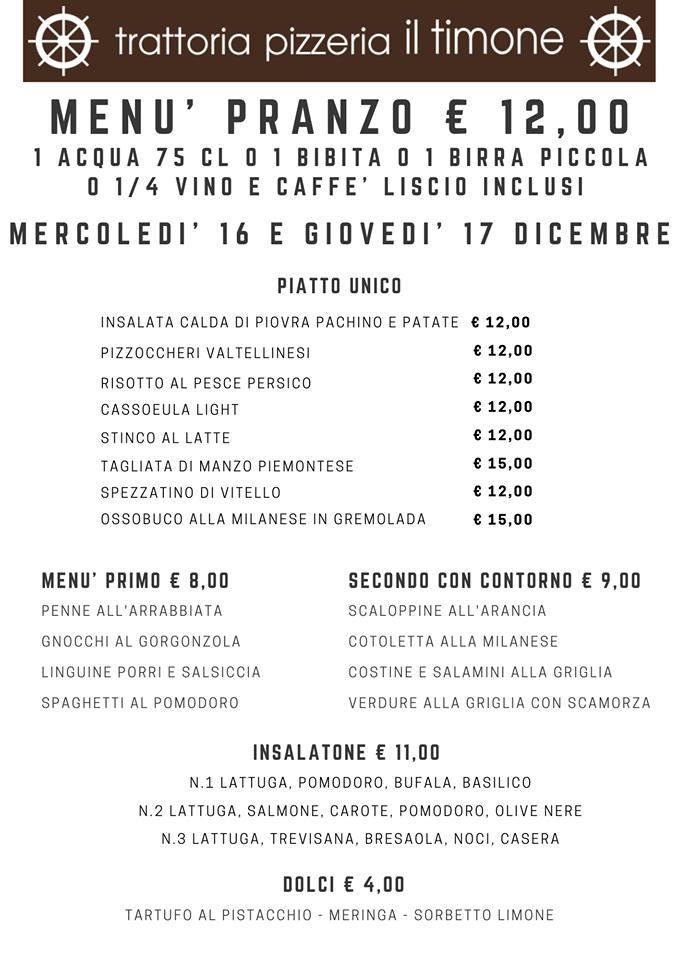 Menu di Trattoria Pizzeria Il Timone 