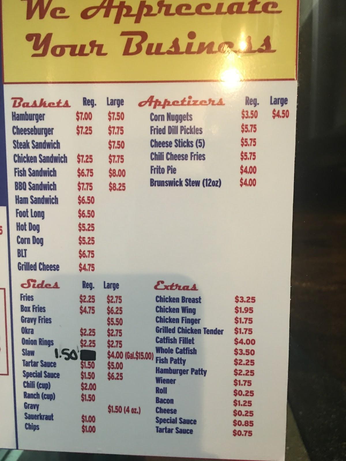 Menu at Dairy Creem fast food, Alexander City, Dadeville Rd