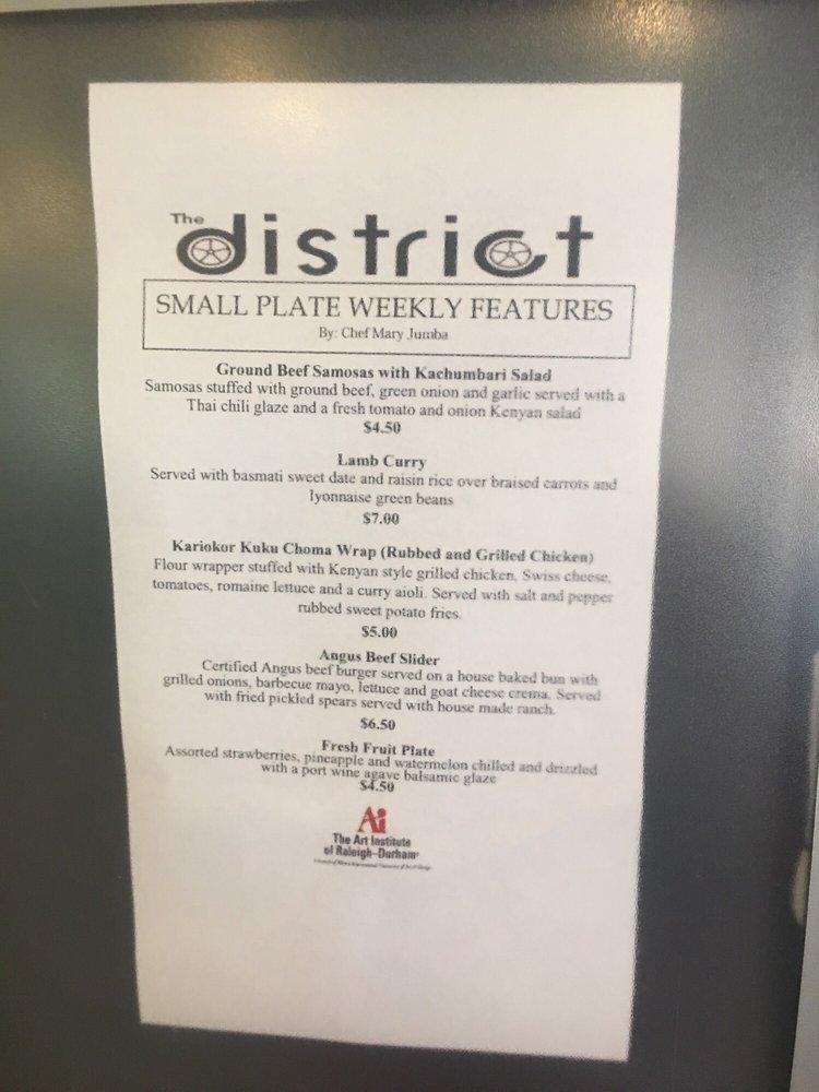 Menu at District at 410 restaurant, Durham