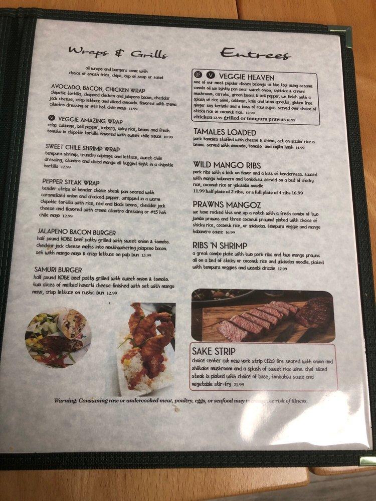 Menu at Mangoz On The Ave restaurant, Yakima