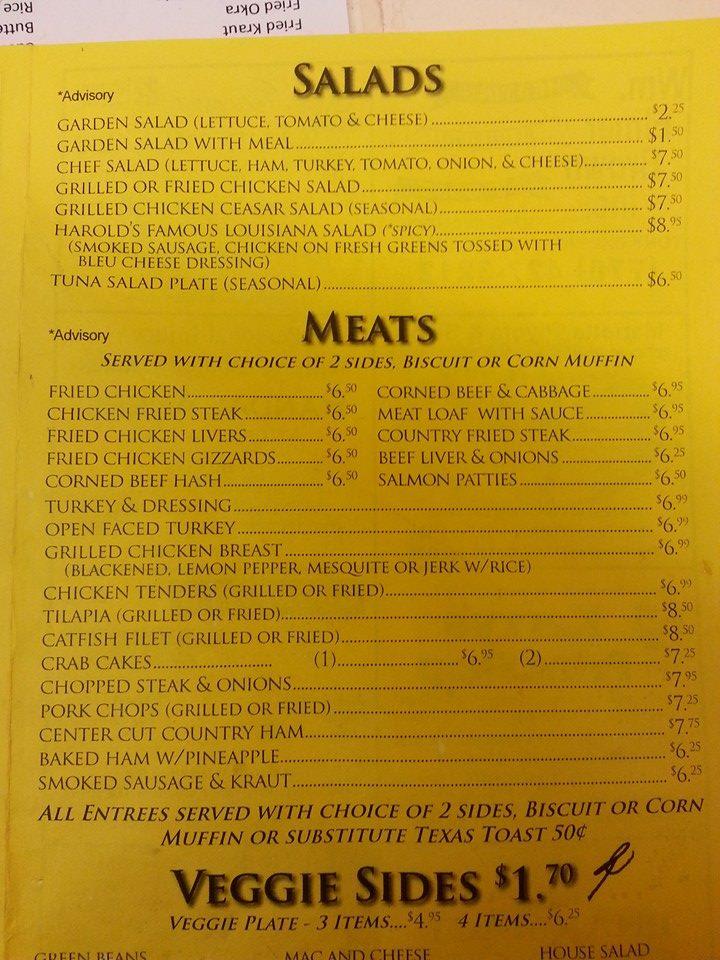 Menu at Whistle Stop Cafe in Kennesaw, Kennesaw