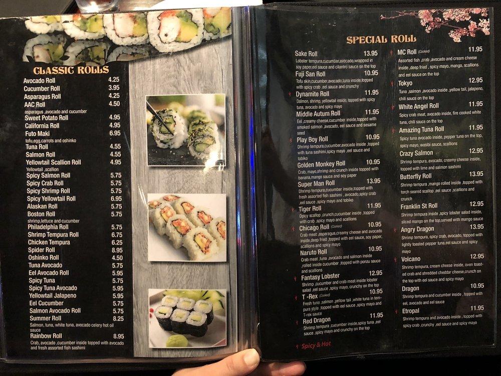 Menu at Sake Asian Fusion restaurant, Michigan City