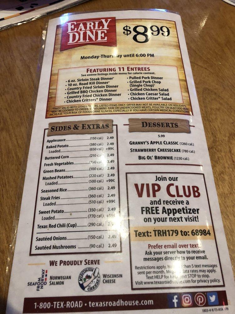 Menu at Texas Roadhouse BBQ, Kirkwood