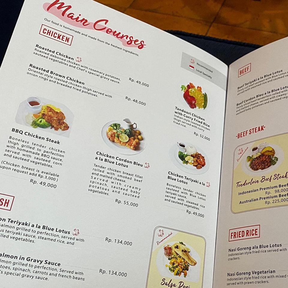 Menu at The Blue Lotus Coffee House & Restaurant, Semarang