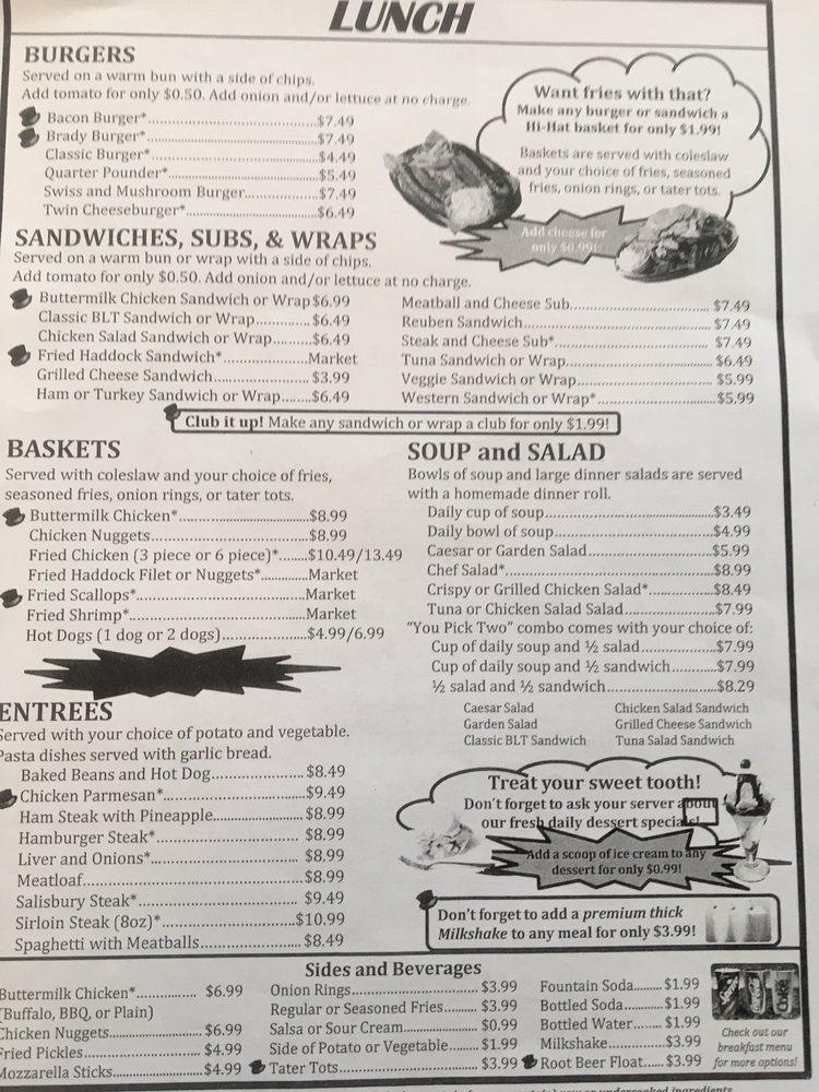Menu at HiHat Pancake House cafe, Farmingdale