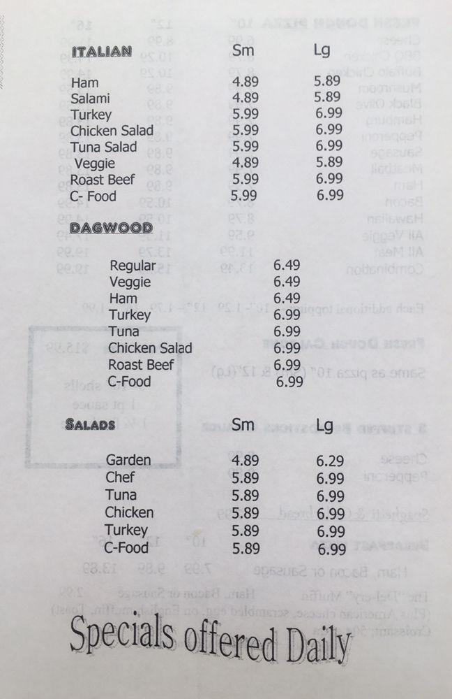 Menu at Juliettes Bakery & Deli, Waterville