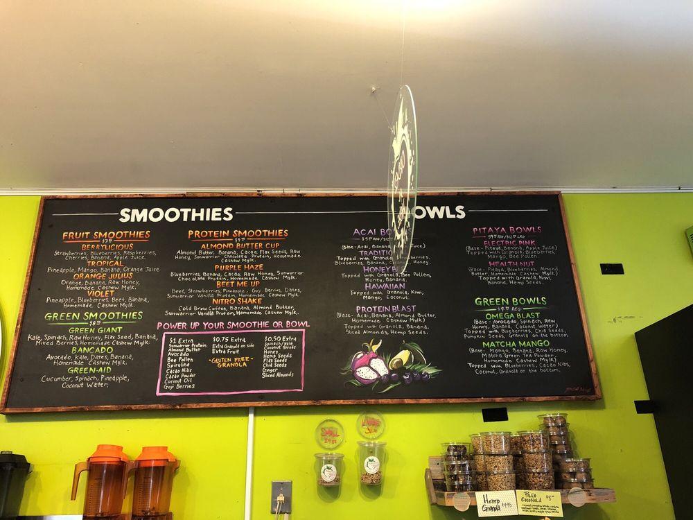 Menu at Pure Raw Juice Federal Hill pub & bar, Baltimore, Riverside Ave