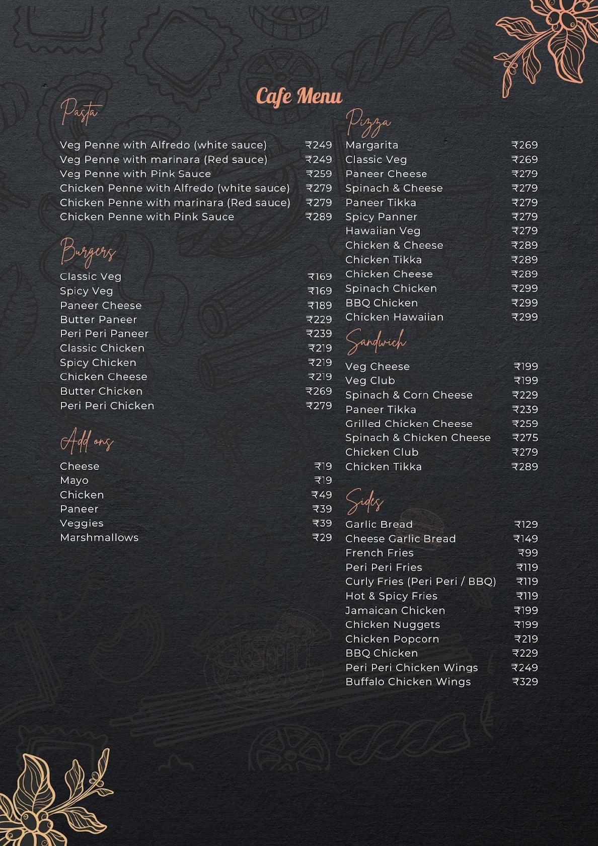 ART Cafe menu
