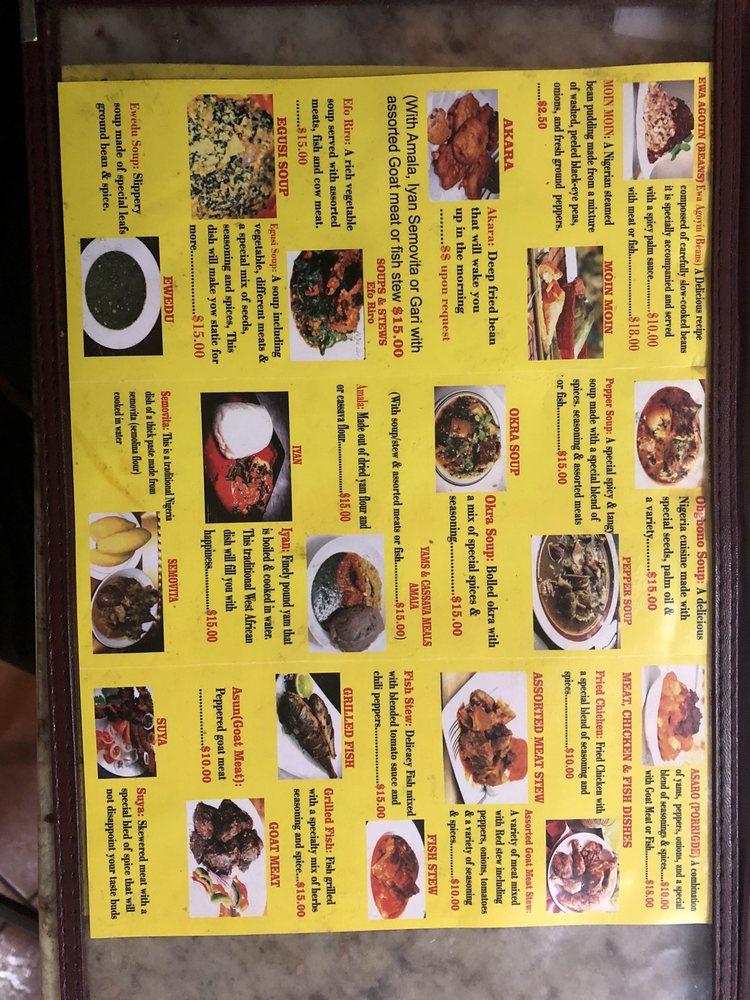 Menu at Lagos Spot Nigerian Restaurant, Newark, 266 Mulberry St