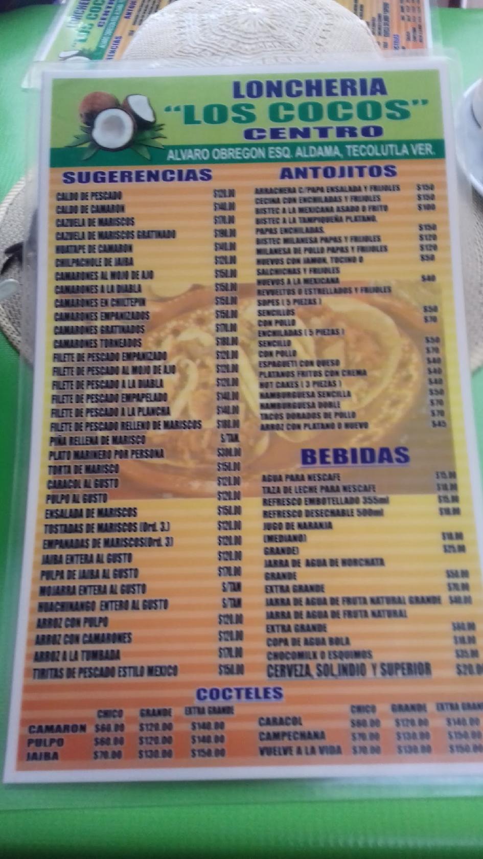 Menu at Restaurant "Los Cocos", Tecolutla