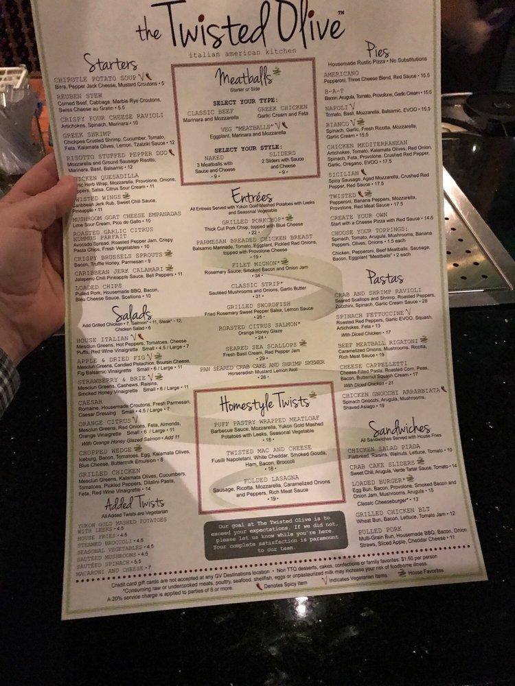 Carta del pub y bar The Twisted Olive, Green