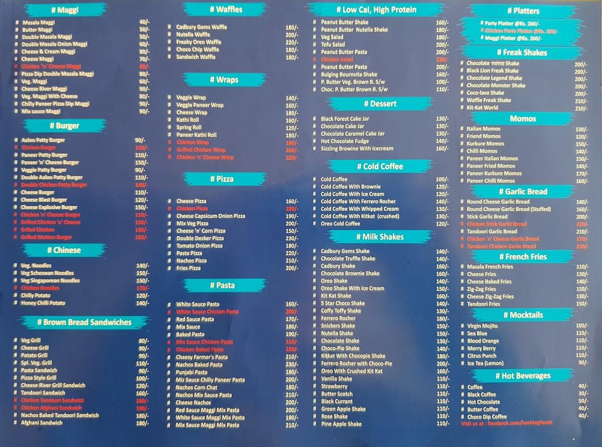 Hashtag foods menu