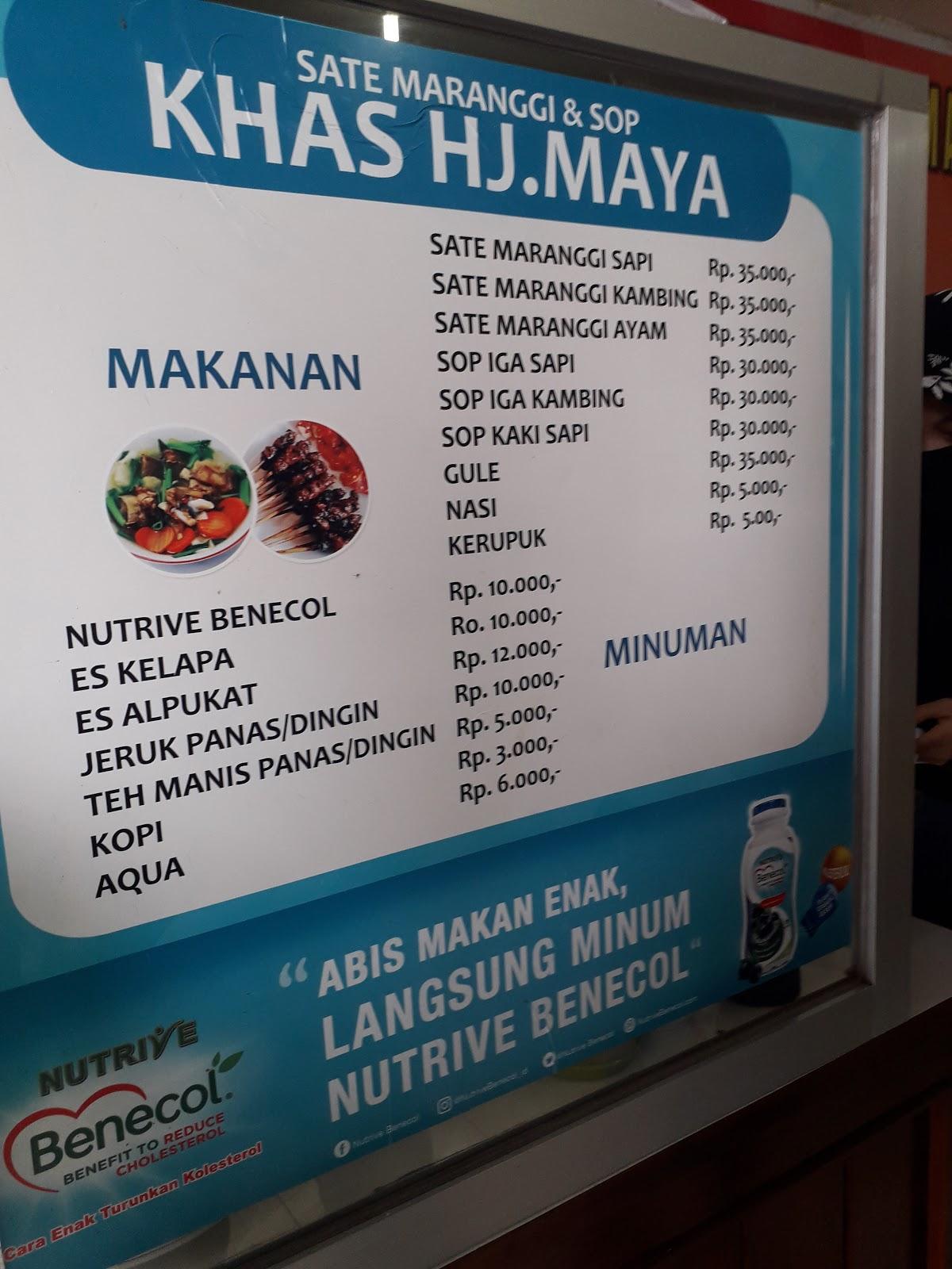 Menu At Sate Maranggi Sop Hj Maya Restaurant Bandung