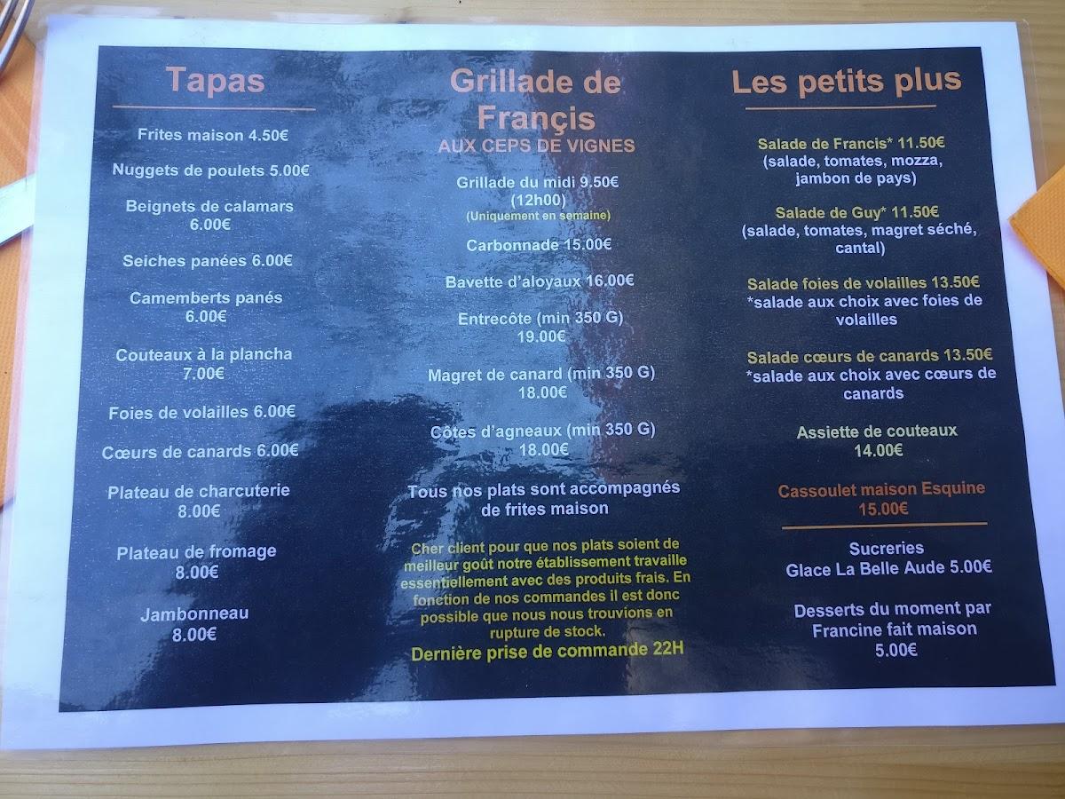 Carta del restaurante Le Comptoir, Villegly