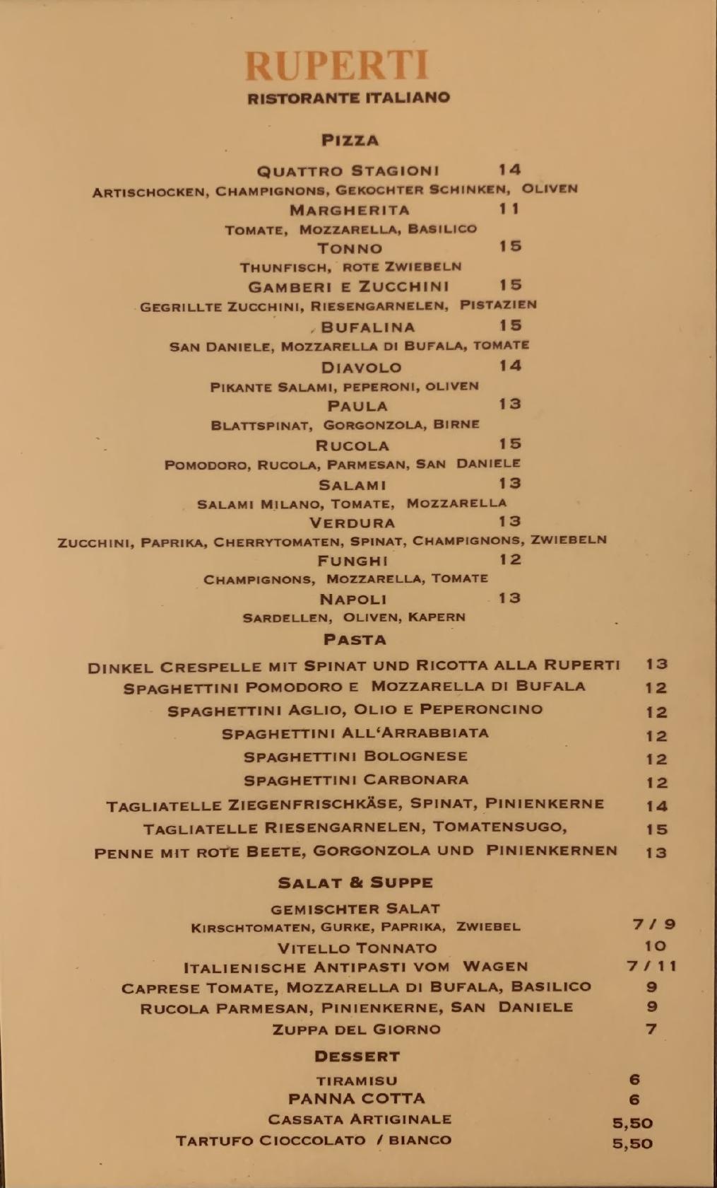 Speisekarte von Ruperti Café Bistro Bar, Hamburg