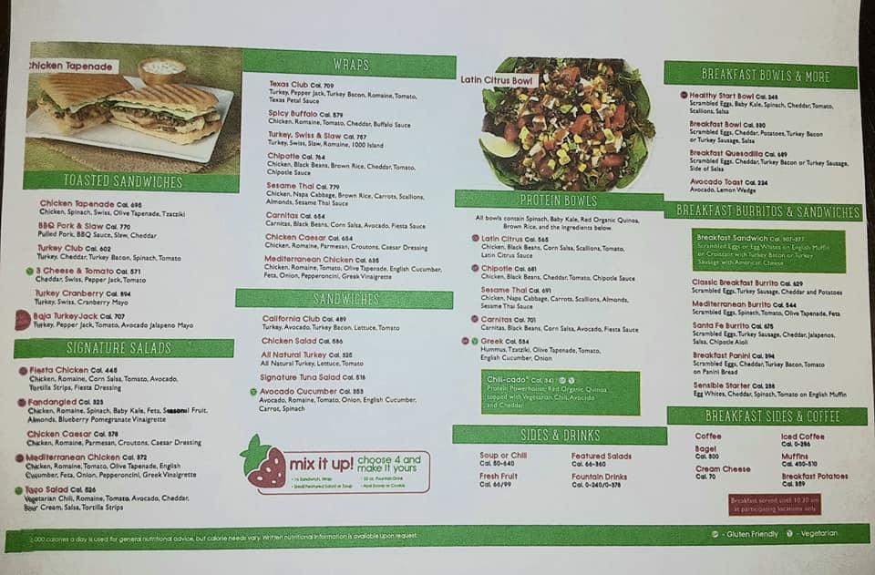 Menu at Nature's Table Cafe, Temple Terrace