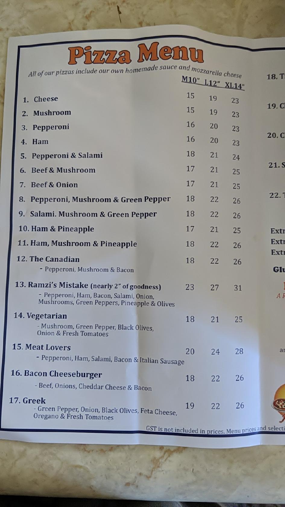 Menu at Hungry Harry's Pizza House & More pizzeria, Edson
