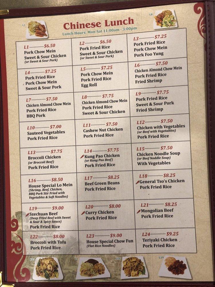 Menu at Lin's Restaurant, Tillamook
