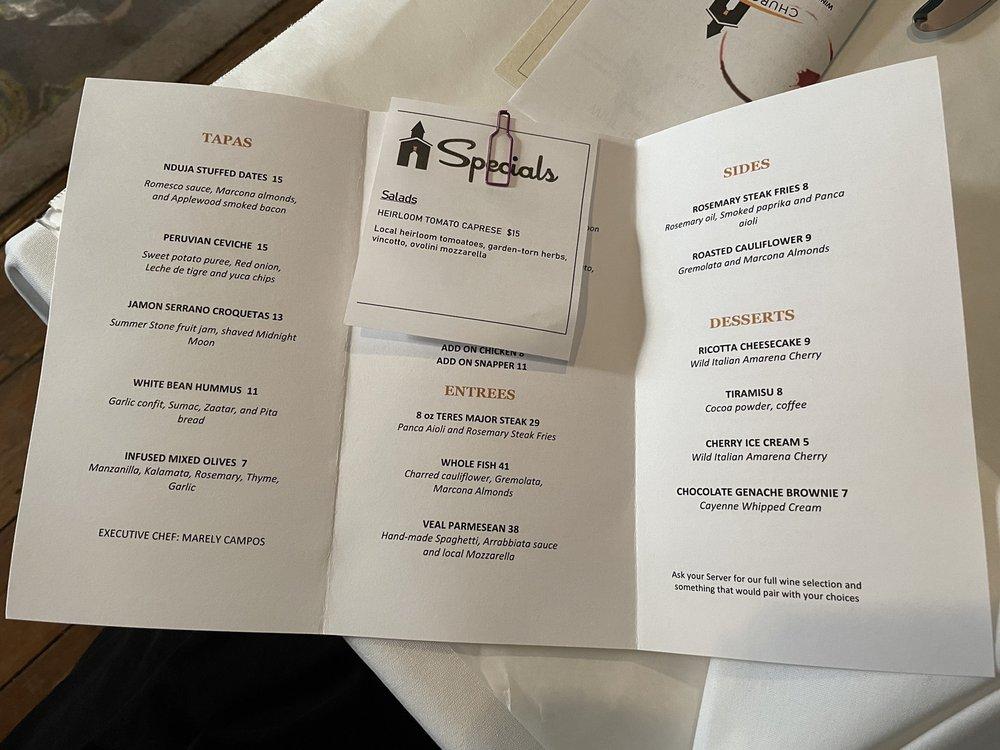 Menu at Church Street Wine Shoppe pub & bar, Huntsville, 501 Church St NW
