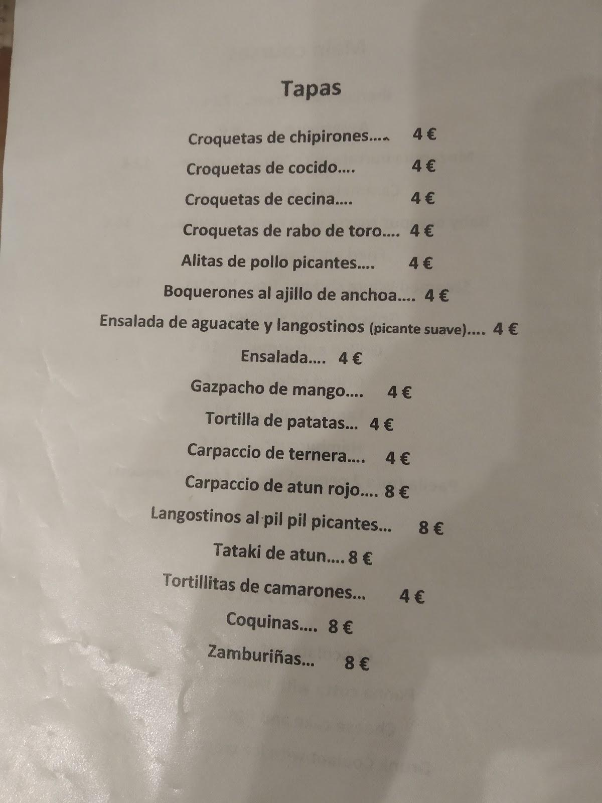 Carta Del Pub Y Bar Como Pez En El Agua Cancelada