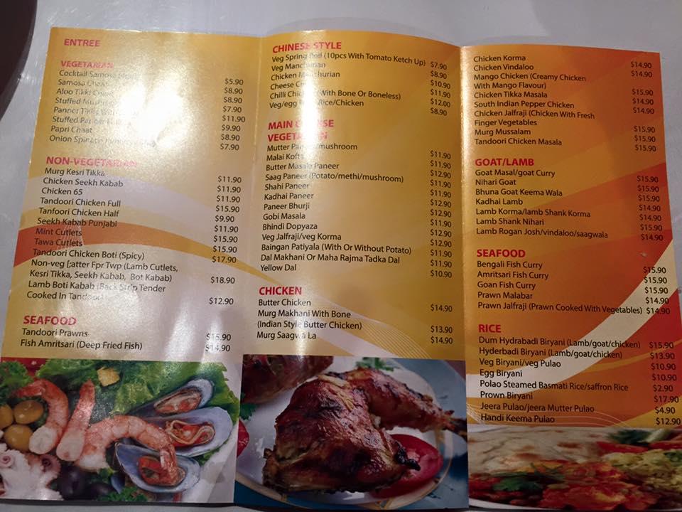 Menu at Handi Lazeez restaurant, Parramatta, 23 Wentworth St