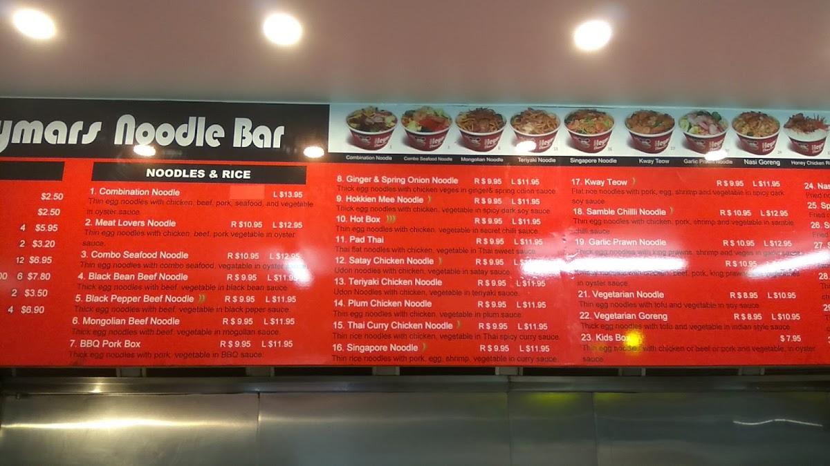 Menu at Master Noodle (Bribie Island) restaurant, Bongaree
