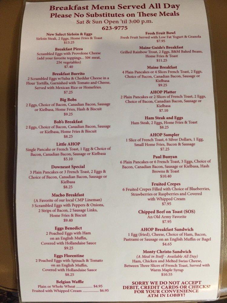 Menu at Augusta House of Pancakes restaurant, Augusta