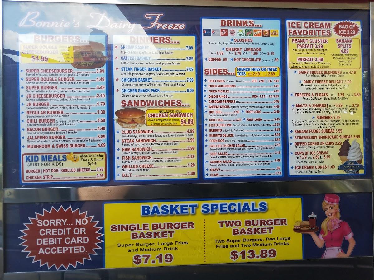Menu at Dairy Freeze restaurant, Fort Smith, Midland Blvd