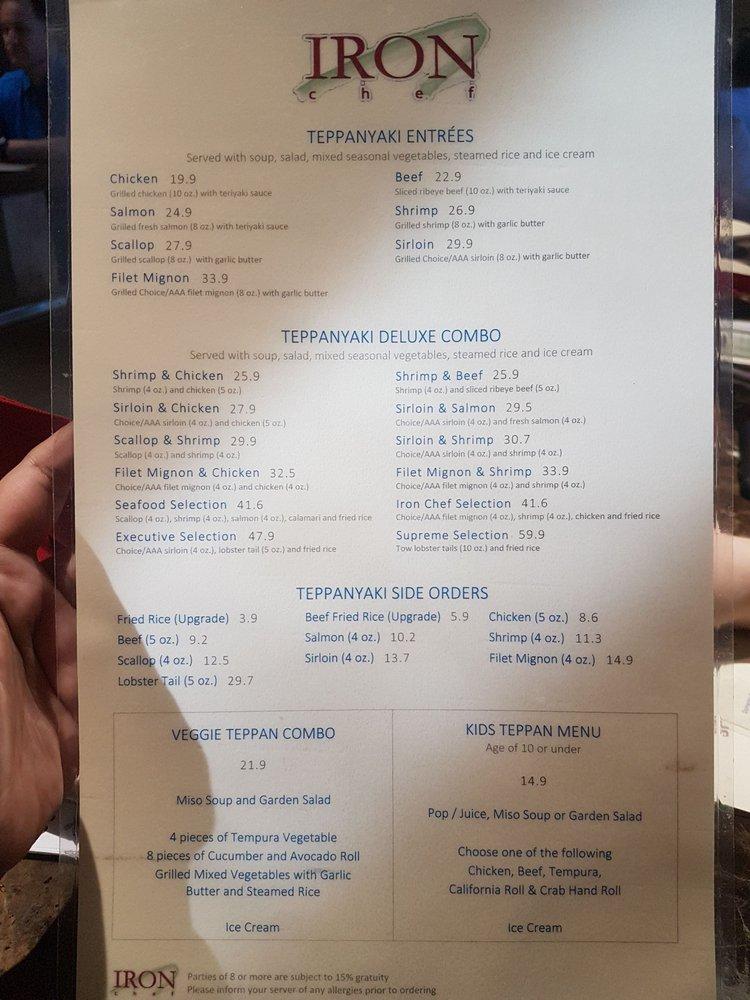 Menu at Iron Chef Japanese Steakhouse, Mississauga