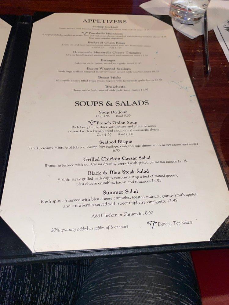 Menu at Kelsey's Steak & Seafood steakhouse, Valparaiso