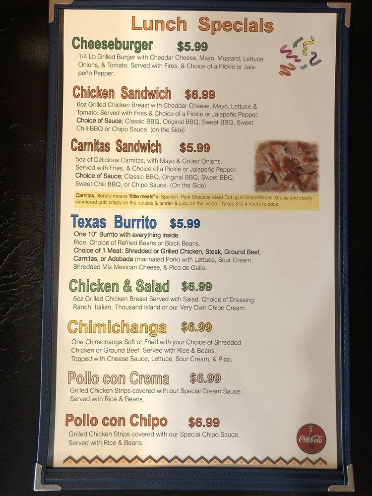 Menu at Rio Mexican Food restaurant, Thomasville