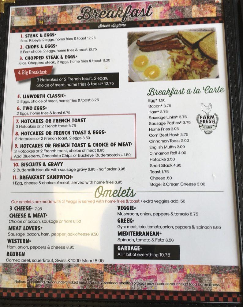 Menu at George's Linworth Diner restaurant, Worthington