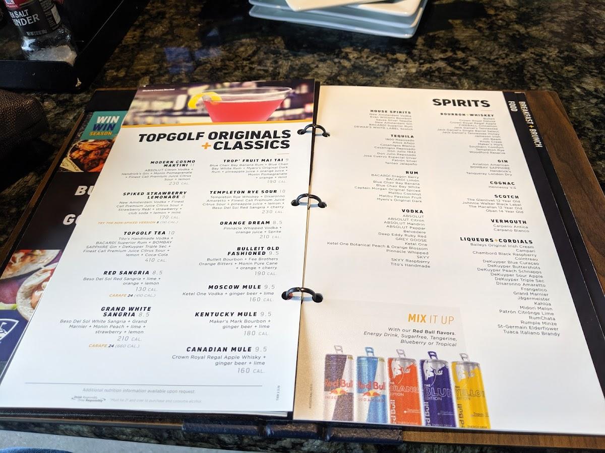 Menu at Topgolf pub & bar, Virginia Beach