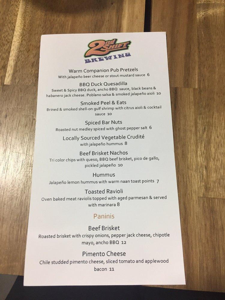 Menu At 2nd Shift Brewing St Louis