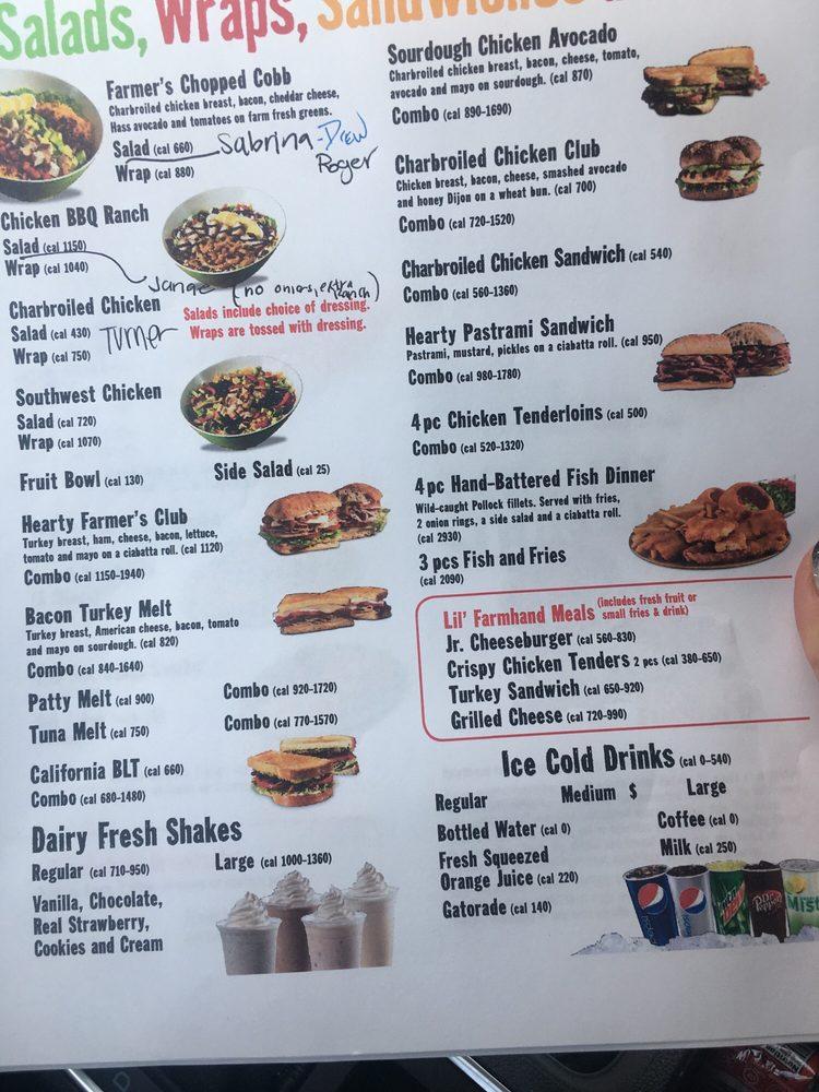 Menu at Farmer Boys restaurant, Los Angeles, 726 S Alameda St