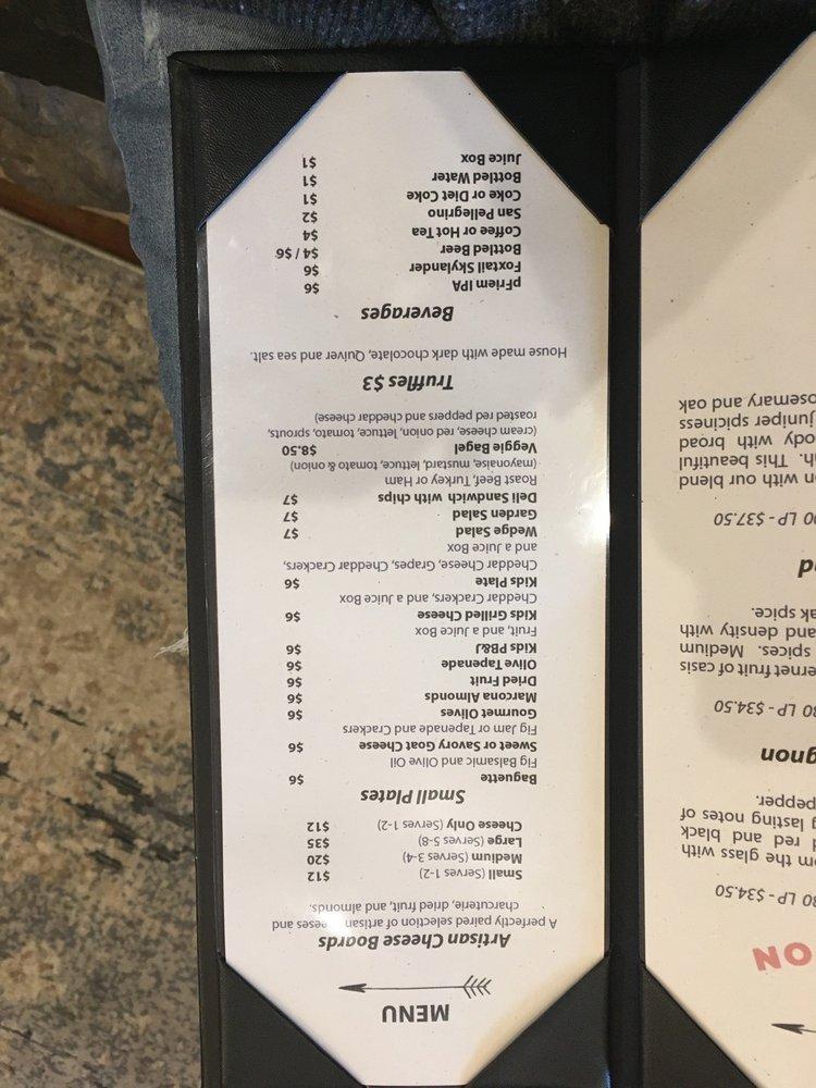Menu at Stave & Stone Winery pub & bar, Odell