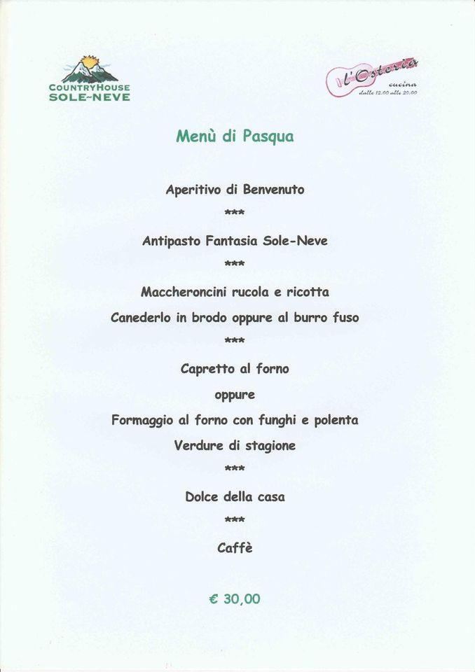 Menu da Countryhouse Sole Neve ristorante, Italia
