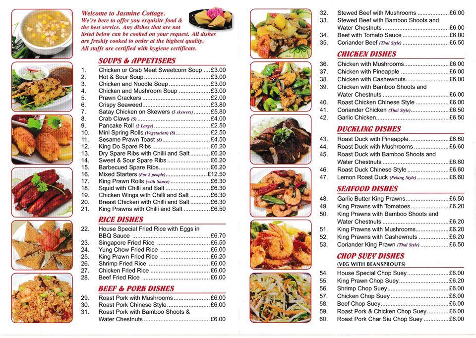 Menu at Jasmine Cottage fast food, Olney