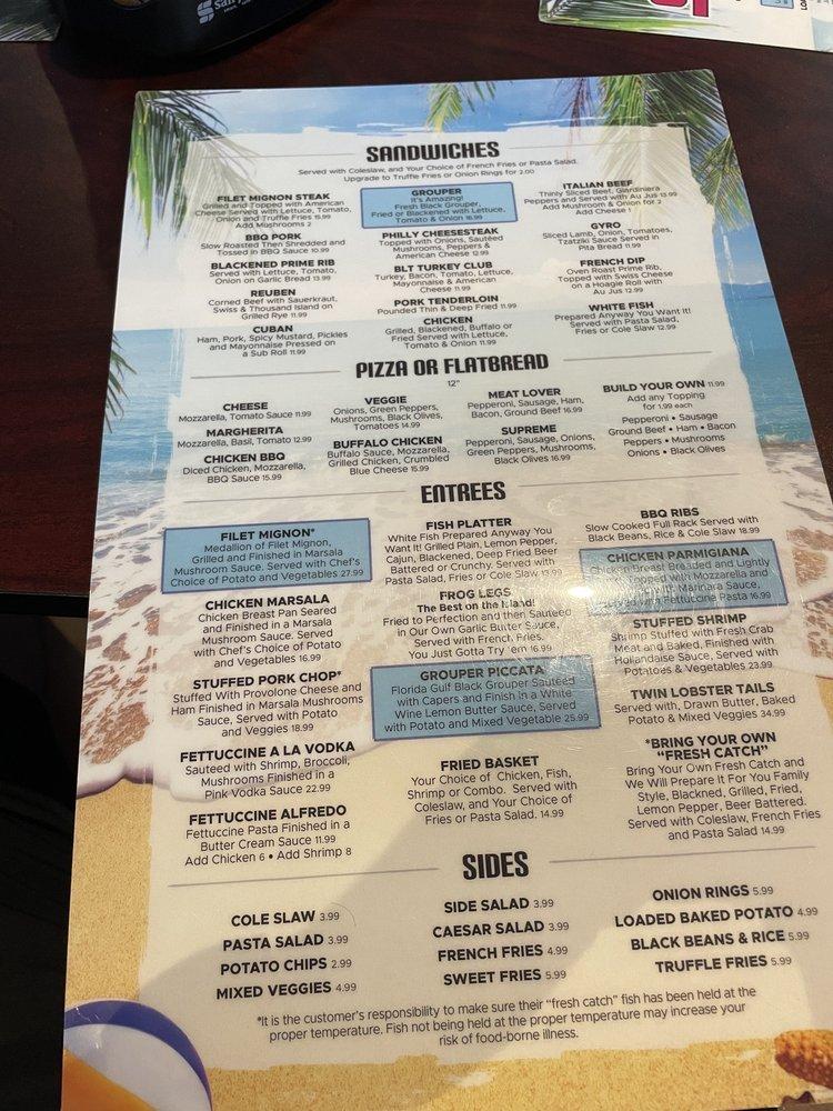 Menu at Sand Bar ️, Marco Island