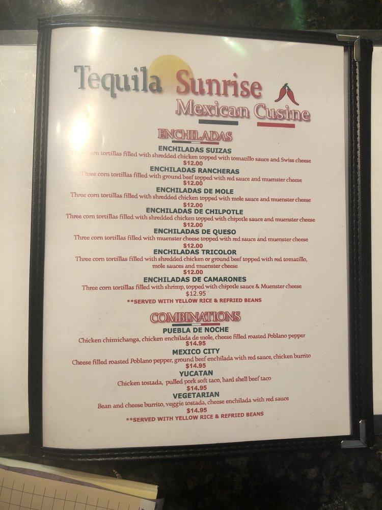 Tequila Sunrise Mexican Restaurant Menu at Loni Mills blog