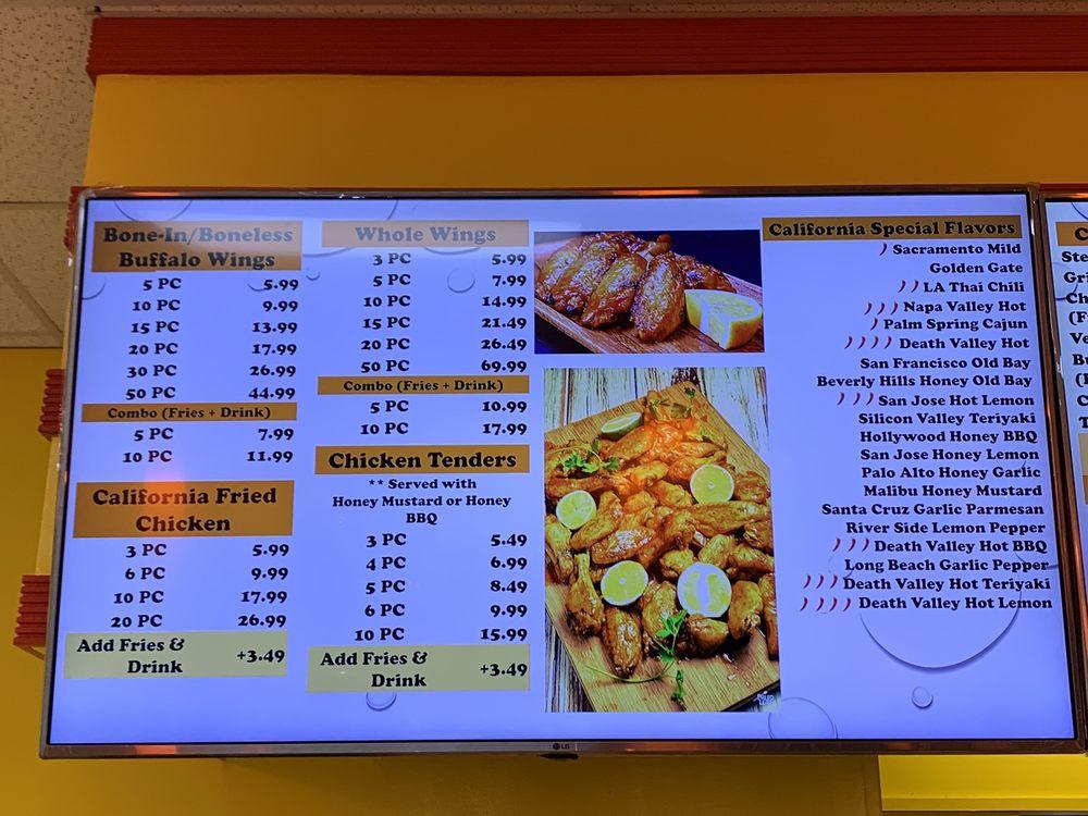 Menu at California Chicken Wings fast food, Manassas