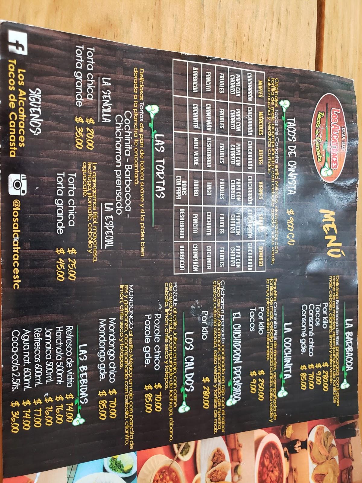 Carta del restaurante Deloya Los Alcatraces Tacos del Canasta y algo más... Mérida, Merida