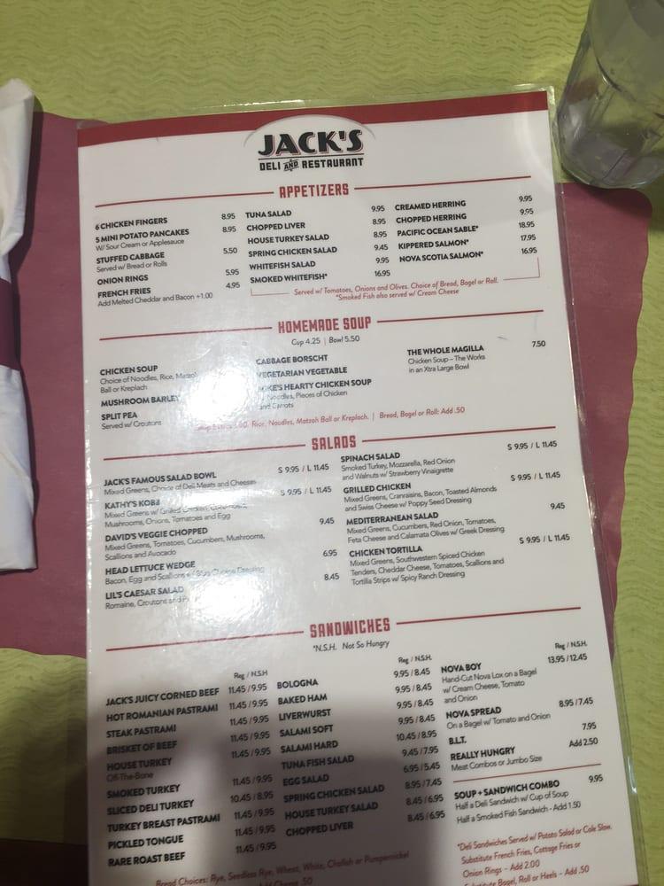 Menu at Jack's Deli and Restaurant, Cleveland