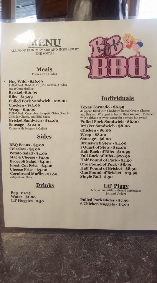 Menu At B & B BBQ, Middleport